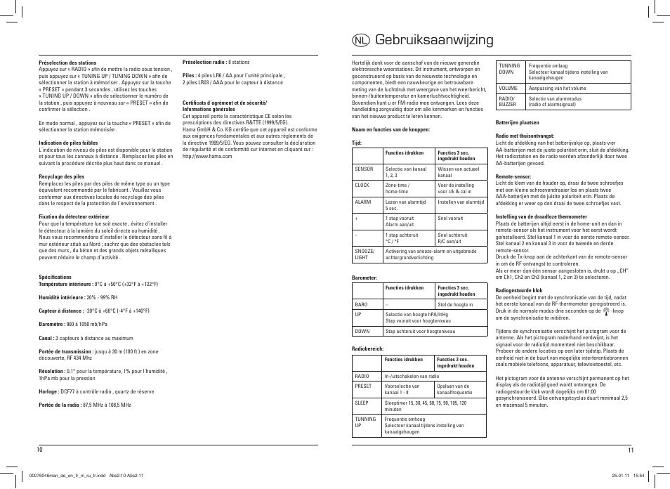 O gebruiksaanwijzing | Hama EWS-900 User Manual | Page 6 / 10