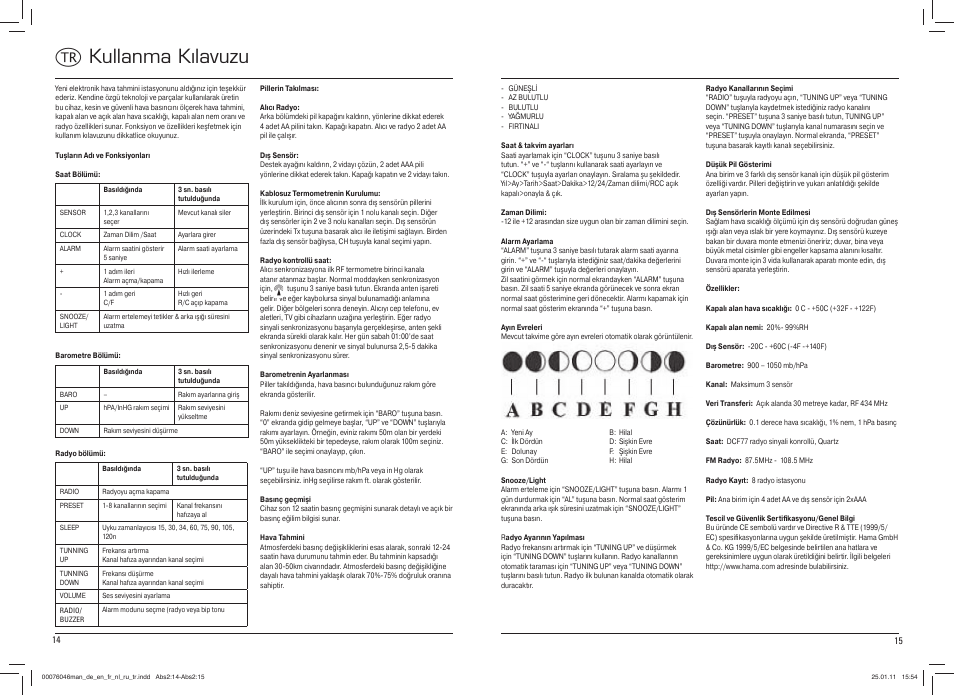 T kullanma kılavuzu | Hama EWS-900 User Manual | Page 8 / 10