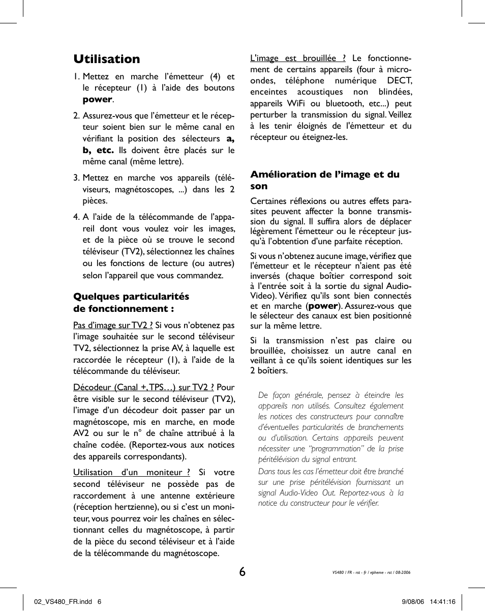 Utilisation | Hama VS480 User Manual | Page 10 / 48