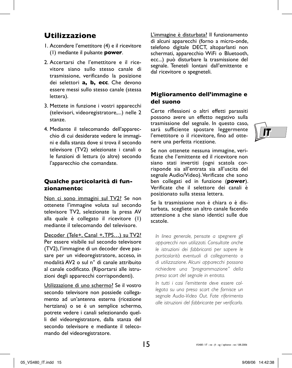 Utilizzazione | Hama VS480 User Manual | Page 19 / 48