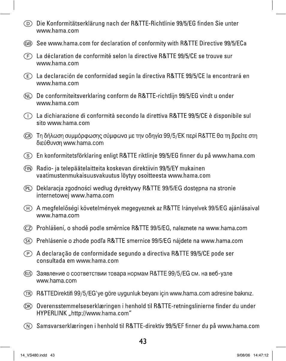 Hama VS480 User Manual | Page 47 / 48