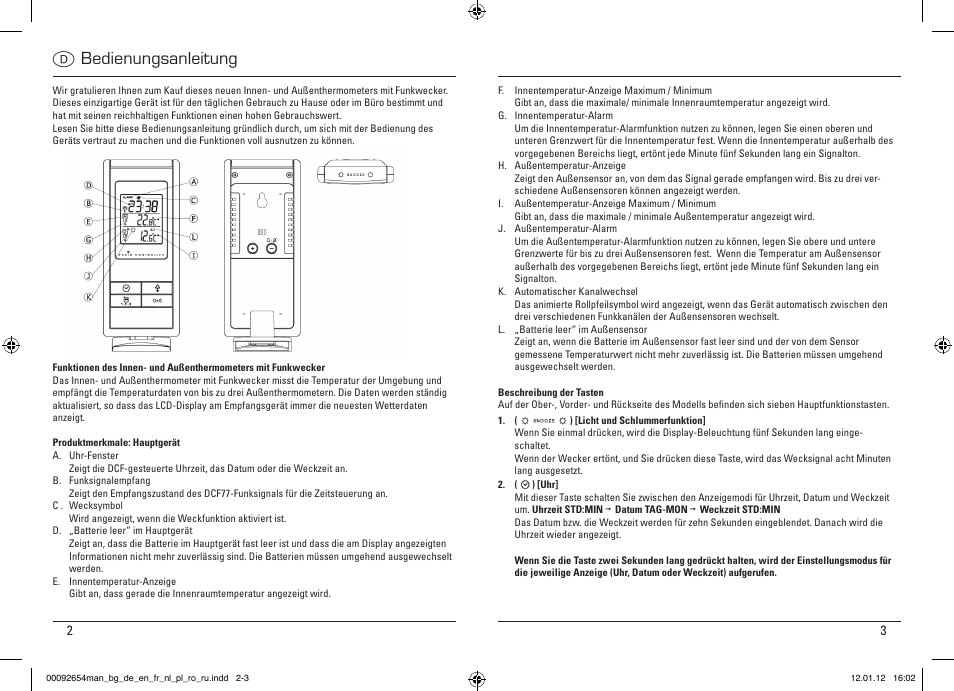 Dbedienungsanleitung | Hama EWS-170 User Manual | Page 2 / 32