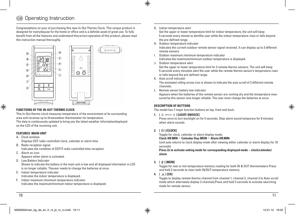 Goperating instruction | Hama EWS-170 User Manual | Page 6 / 32