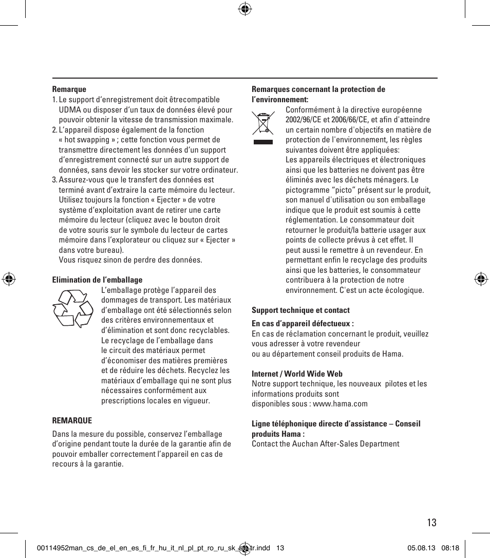 Hama Card Reader SuperSpeed 3in1 User Manual | Page 13 / 70