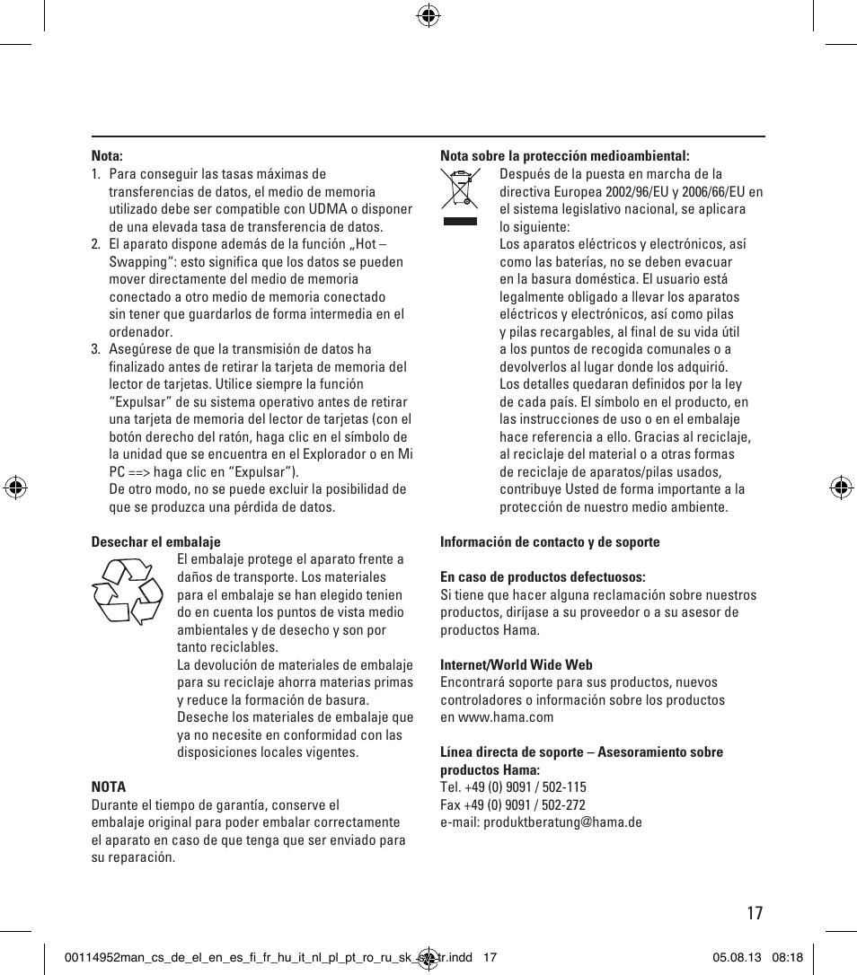 Hama Card Reader SuperSpeed 3in1 User Manual | Page 17 / 70