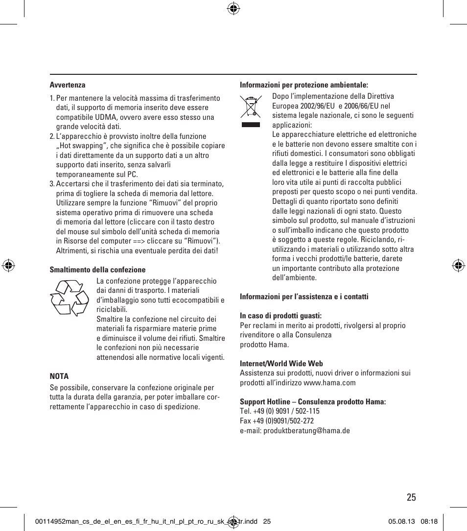 Hama Card Reader SuperSpeed 3in1 User Manual | Page 25 / 70