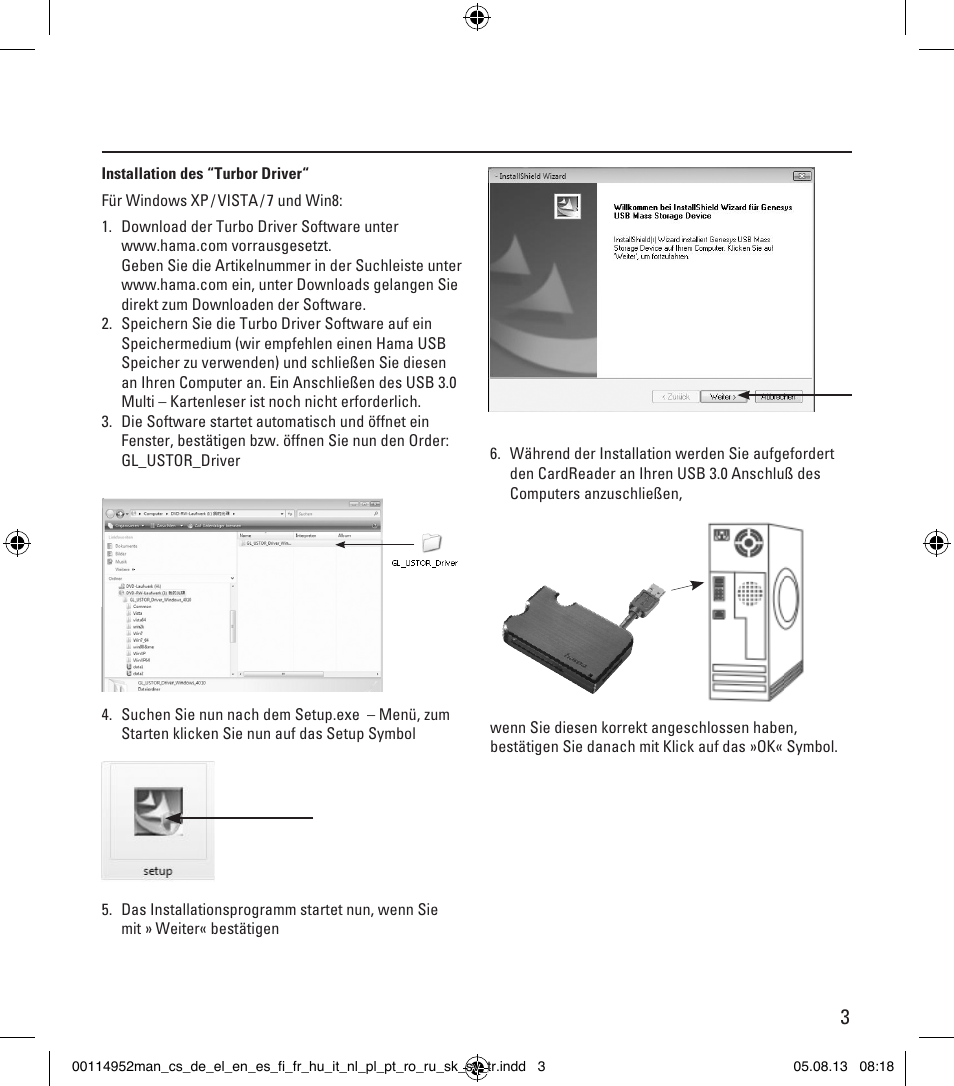 Hama Card Reader SuperSpeed 3in1 User Manual | Page 3 / 70