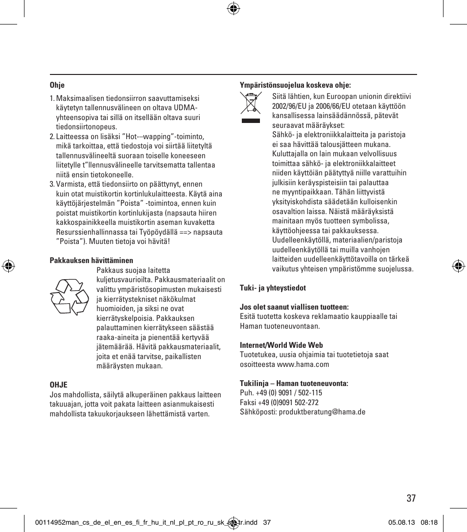 Hama Card Reader SuperSpeed 3in1 User Manual | Page 37 / 70