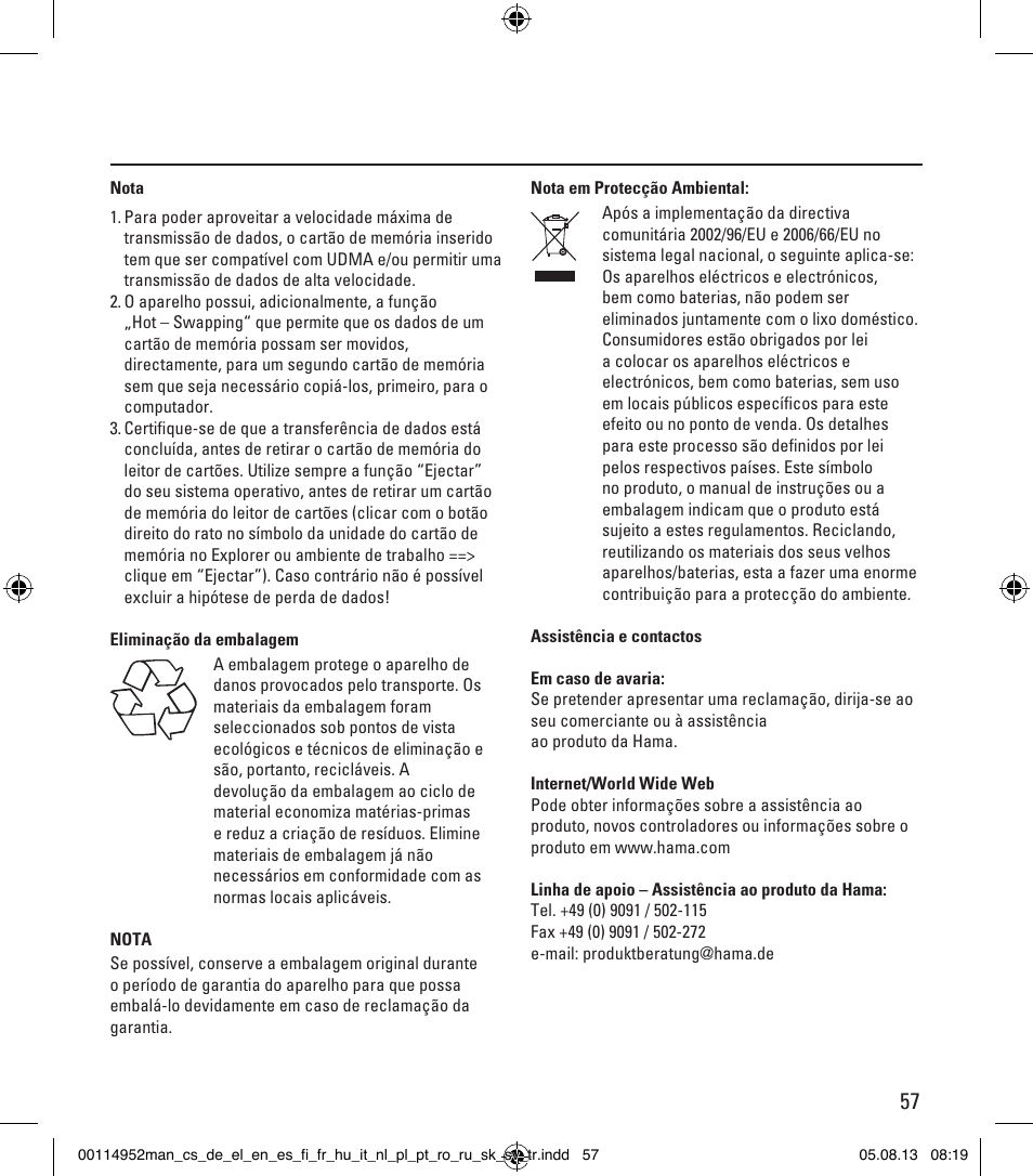 Hama Card Reader SuperSpeed 3in1 User Manual | Page 57 / 70
