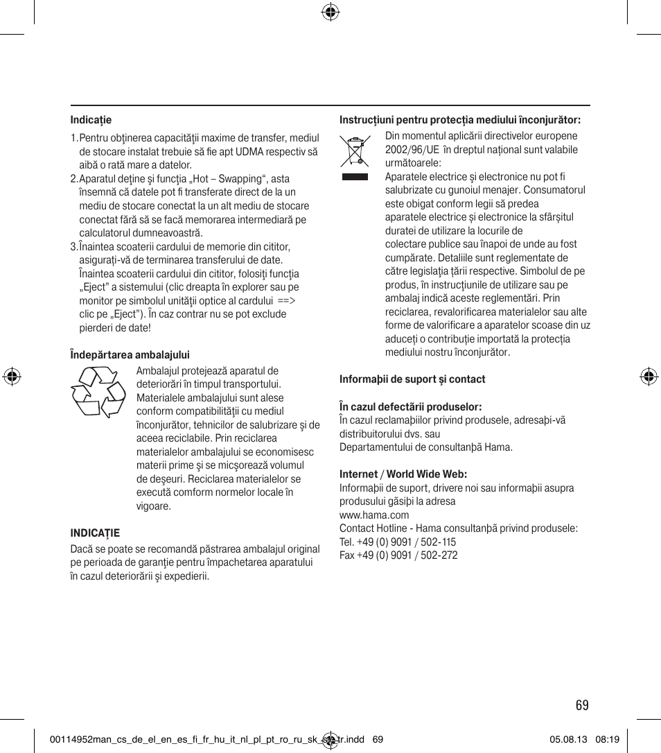 Hama Card Reader SuperSpeed 3in1 User Manual | Page 69 / 70