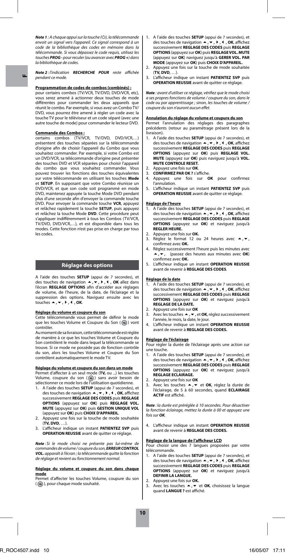 10 réglage des options | Thomson ROC4507 User Manual | Page 13 / 48