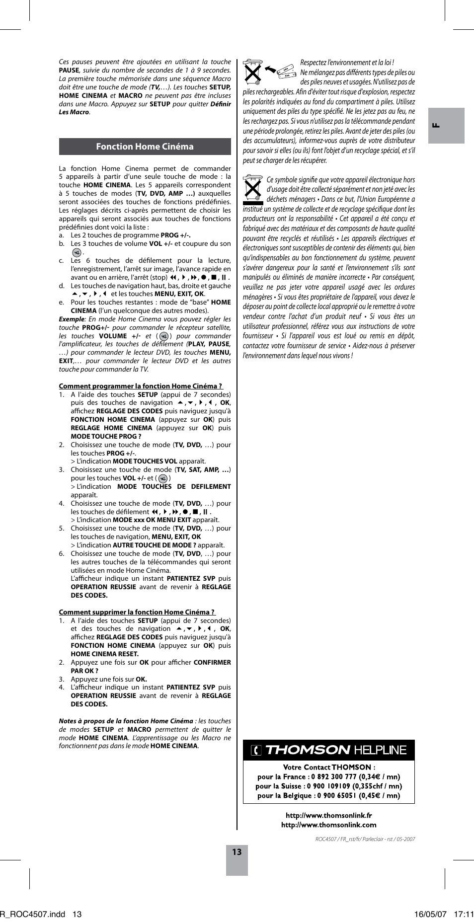 Thomson ROC4507 User Manual | Page 16 / 48