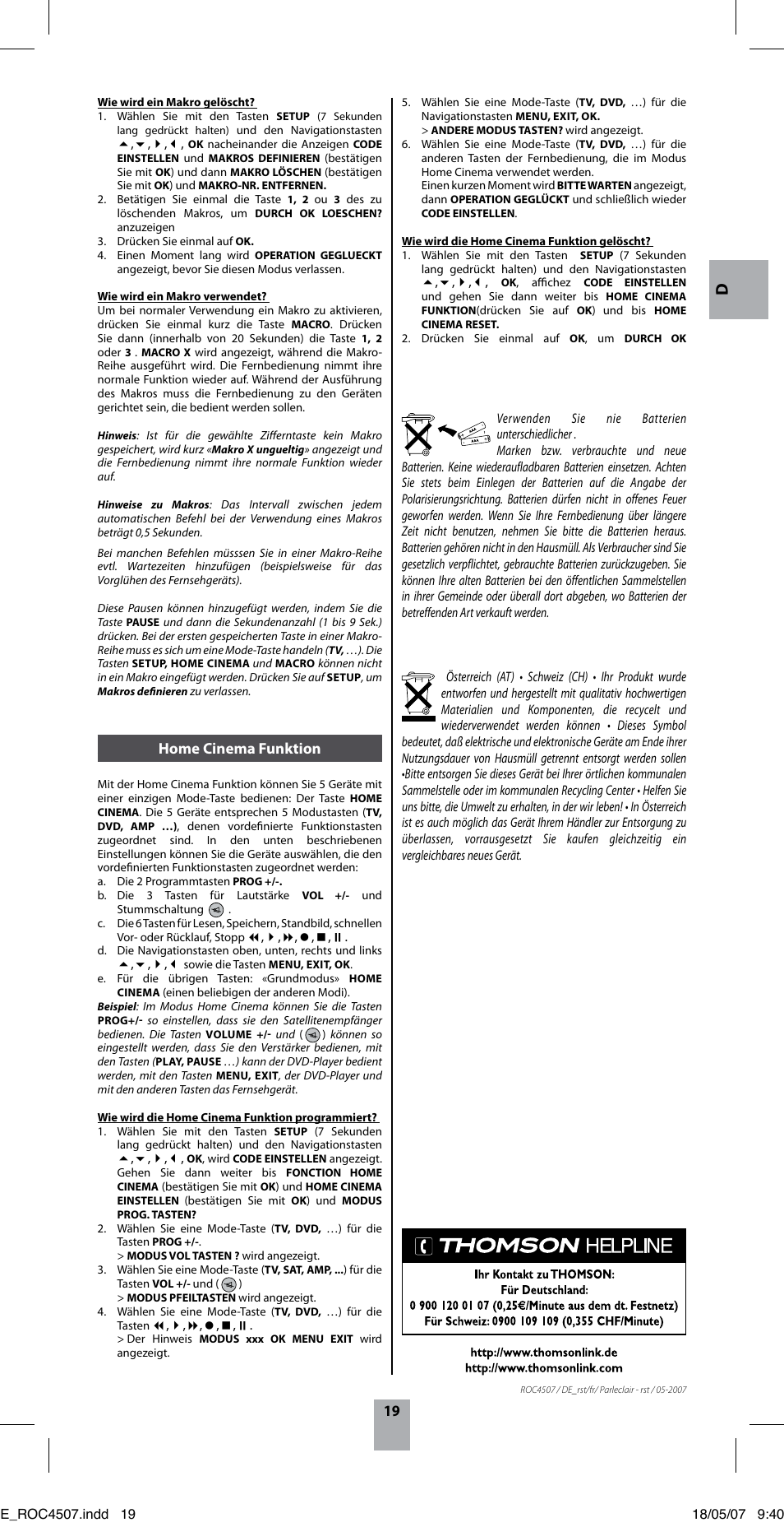 Thomson ROC4507 User Manual | Page 22 / 48