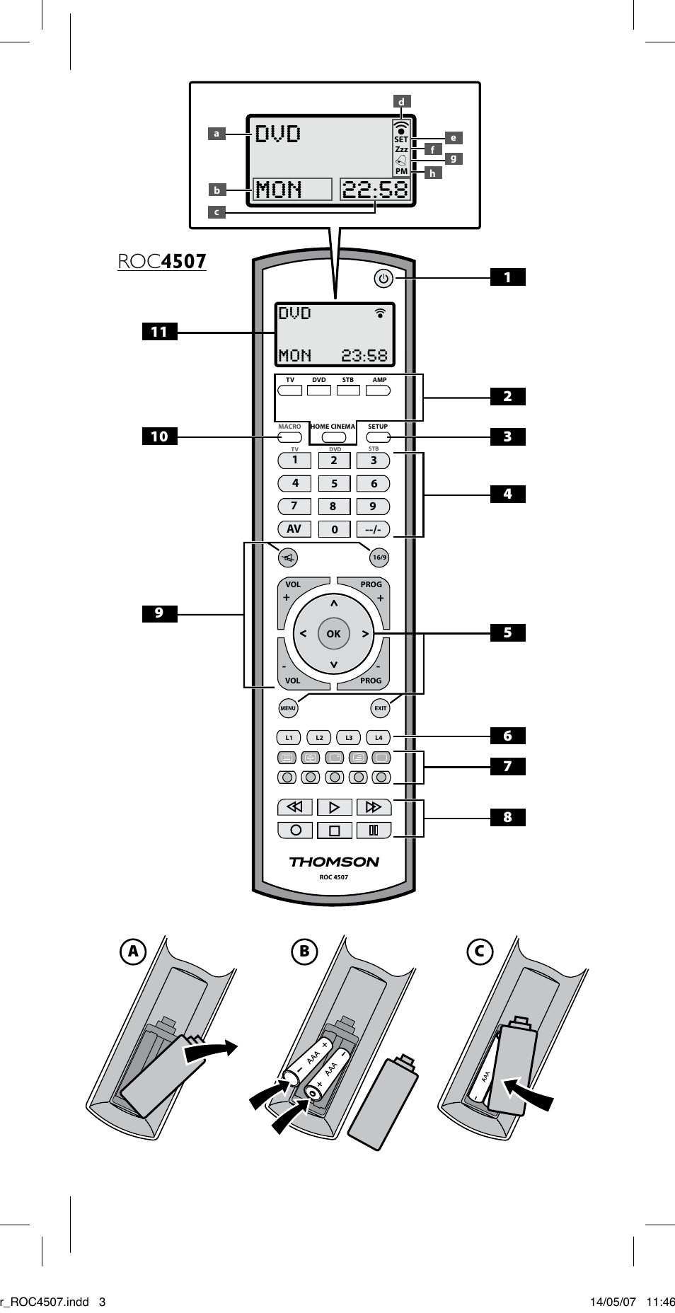 Dvd mon 22:58, Roc 4507, Dvd mon 23:58 | Ab c | Thomson ROC4507 User Manual | Page 3 / 48