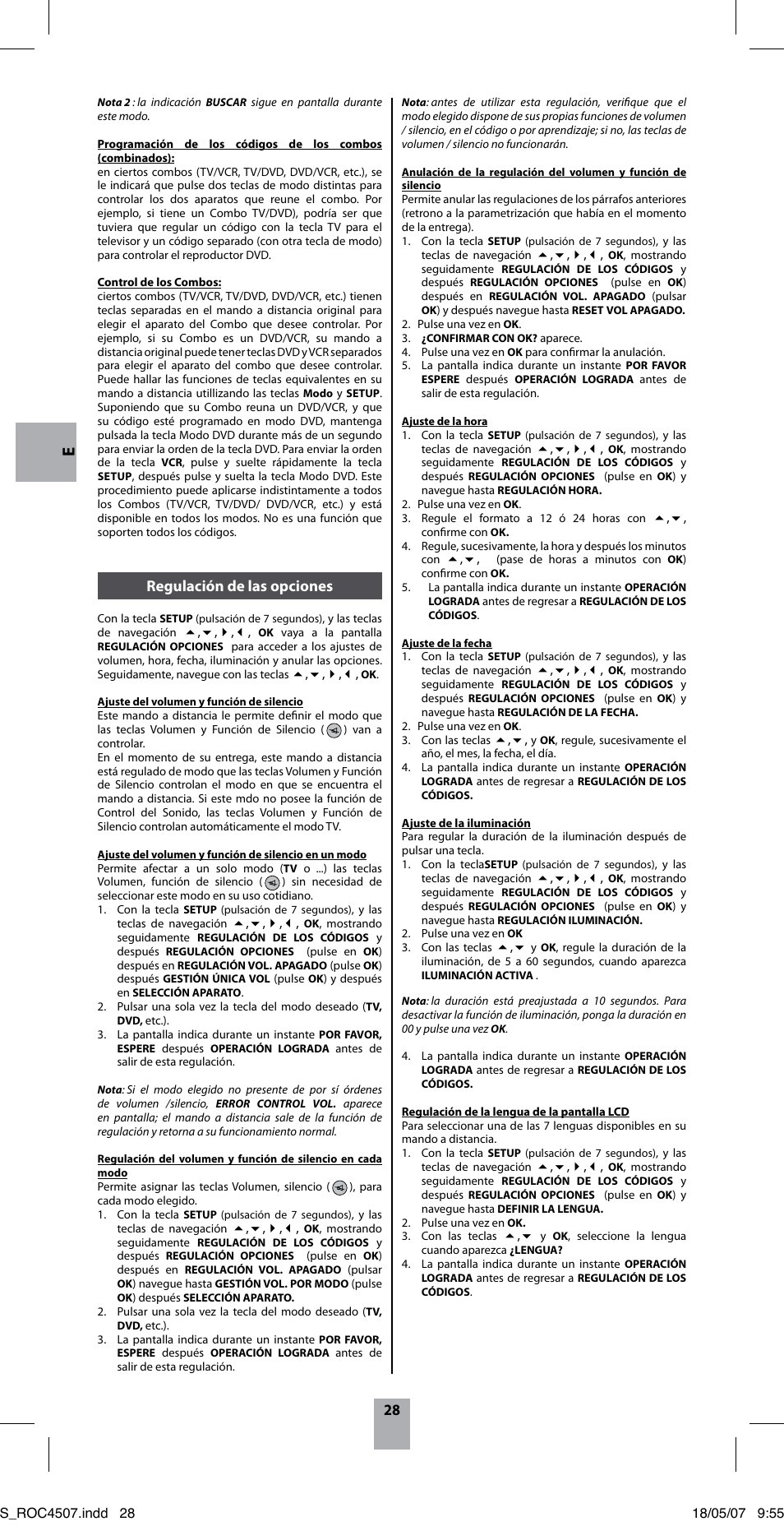 28 regulación de las opciones | Thomson ROC4507 User Manual | Page 31 / 48