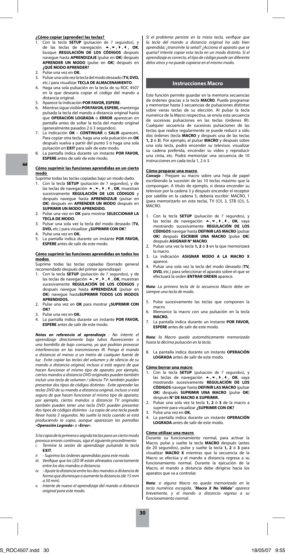 Instrucciones macro | Thomson ROC4507 User Manual | Page 33 / 48