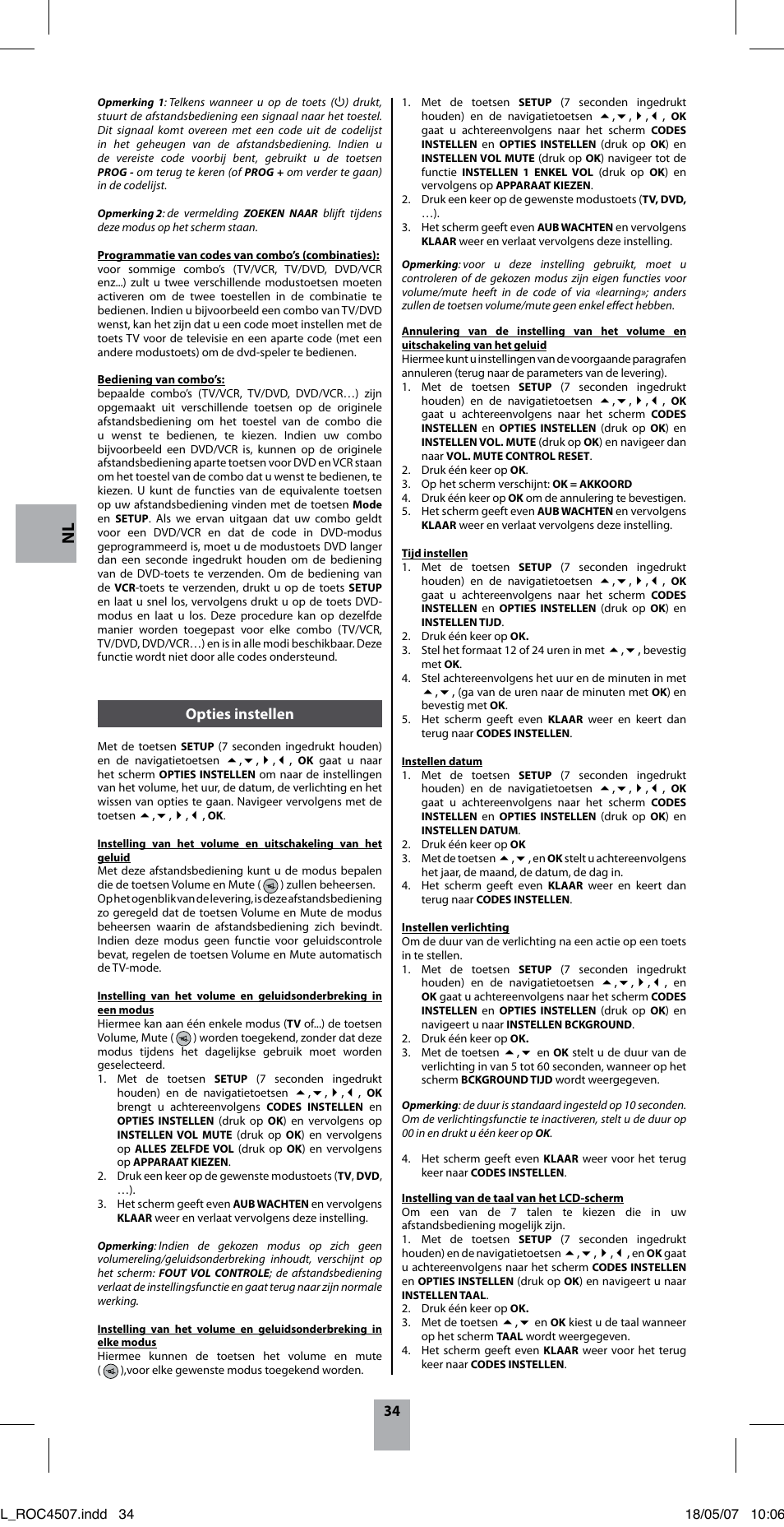 34 opties instellen | Thomson ROC4507 User Manual | Page 37 / 48