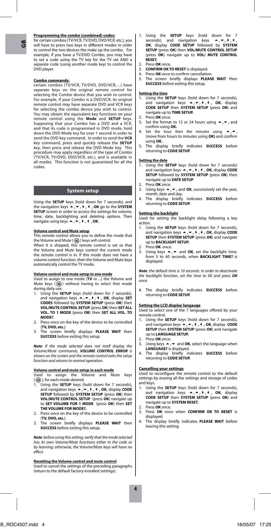 System setup | Thomson ROC4507 User Manual | Page 7 / 48