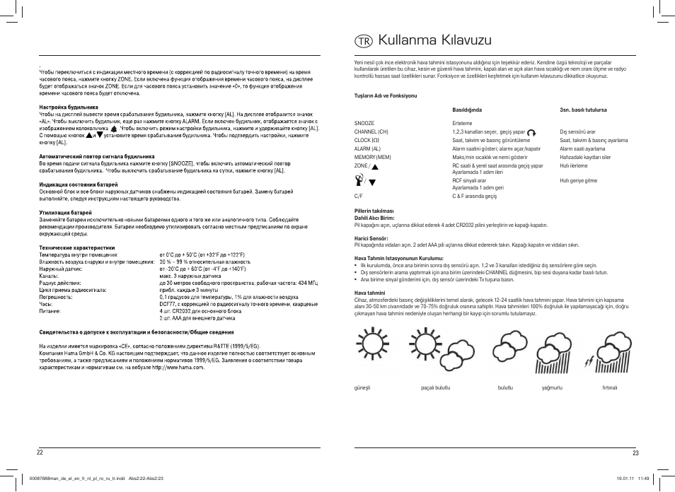 Tkullanma kılavuzu | Hama EWS-400 User Manual | Page 12 / 15