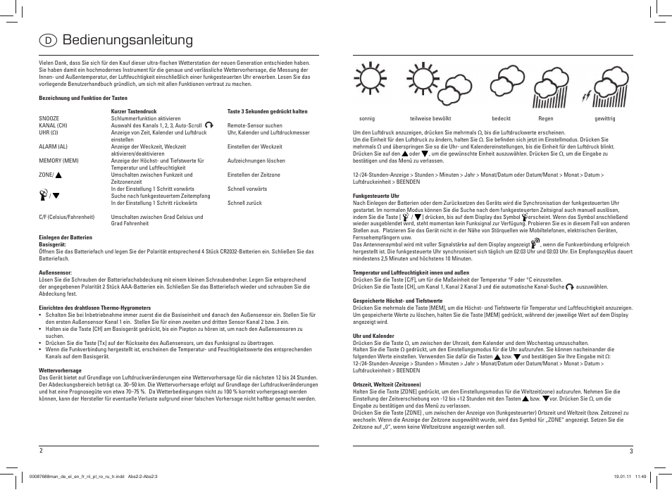 D bedienungsanleitung | Hama EWS-400 User Manual | Page 2 / 15