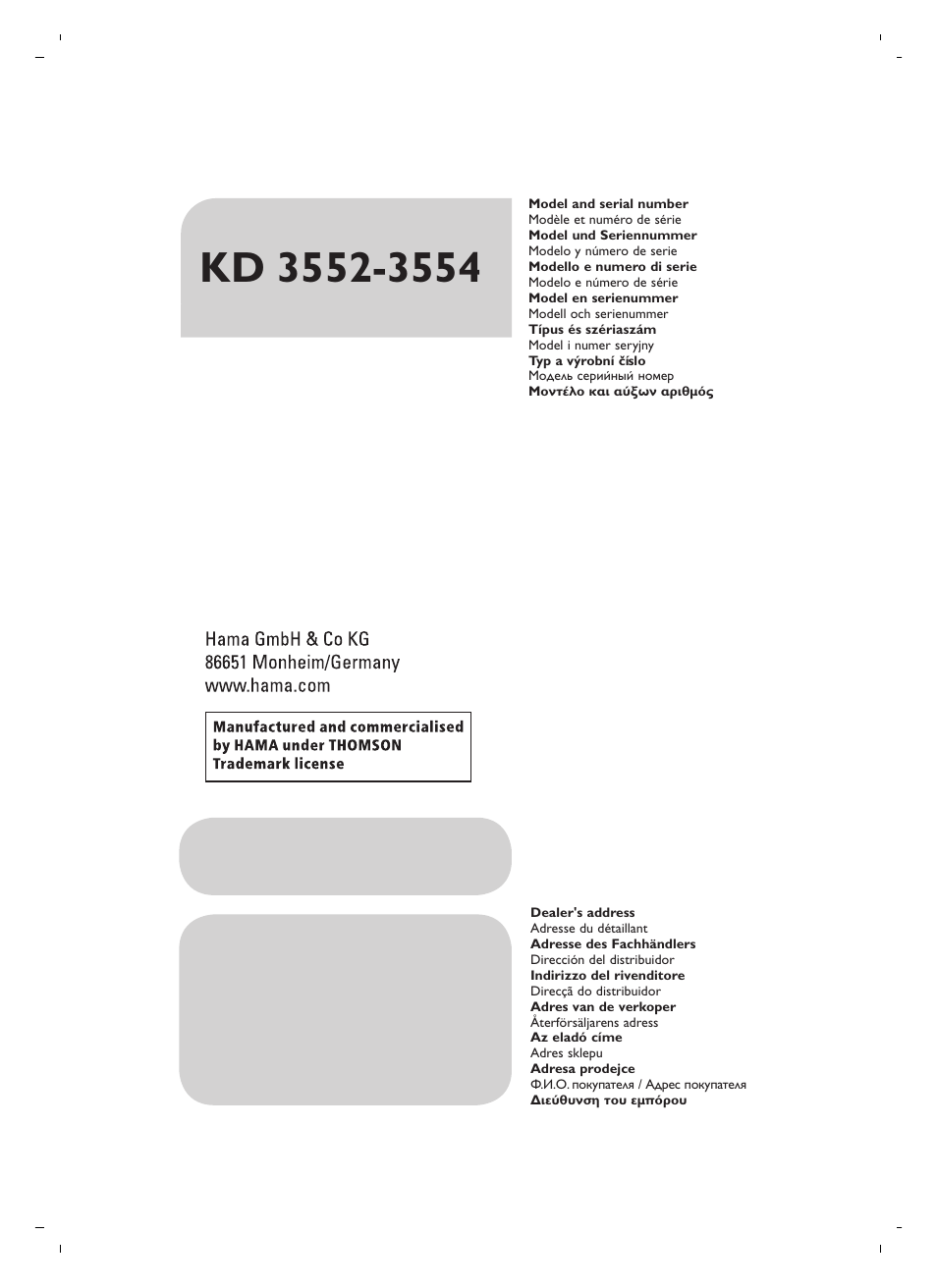 Hama KD3552 User Manual | Page 30 / 30