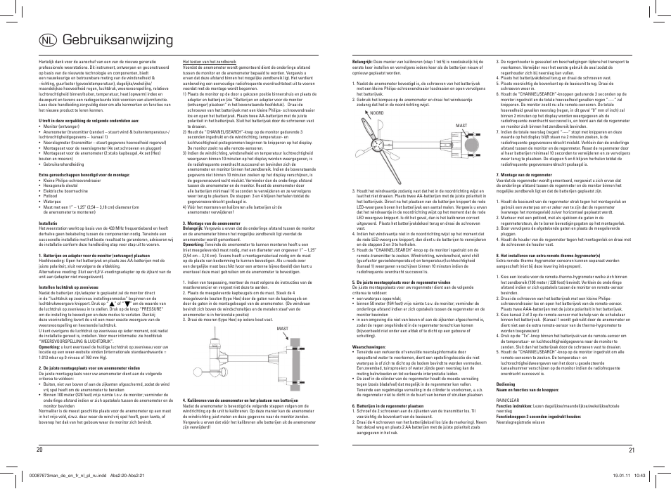 O gebruiksanwijzing | Hama EWS-1500 User Manual | Page 11 / 19