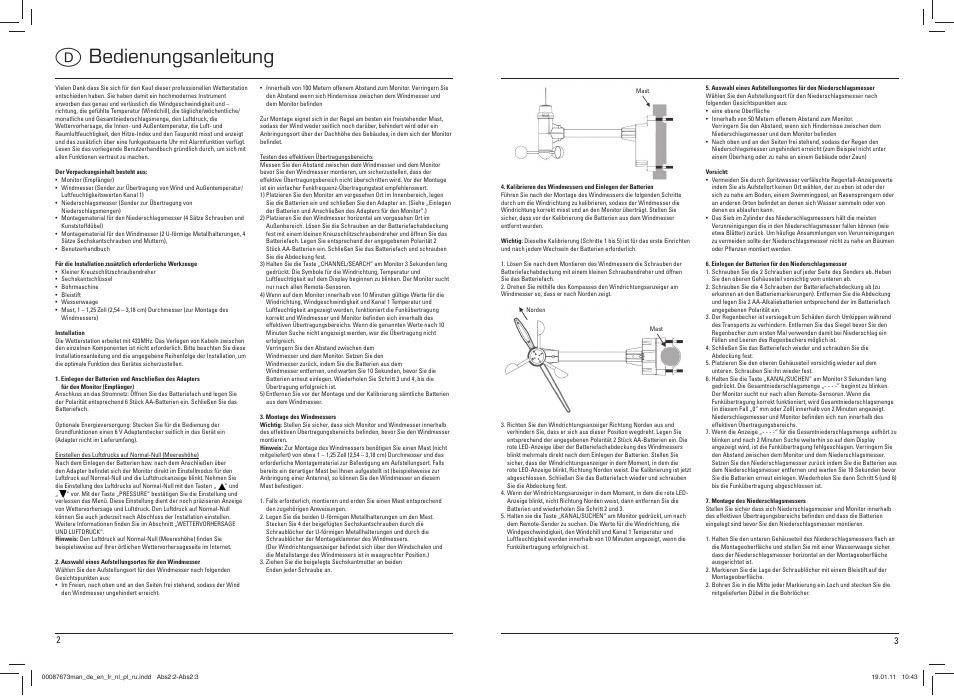 D bedienungsanleitung | Hama EWS-1500 User Manual | Page 2 / 19