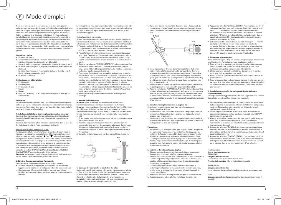 F mode d‘emploi | Hama EWS-1500 User Manual | Page 8 / 19