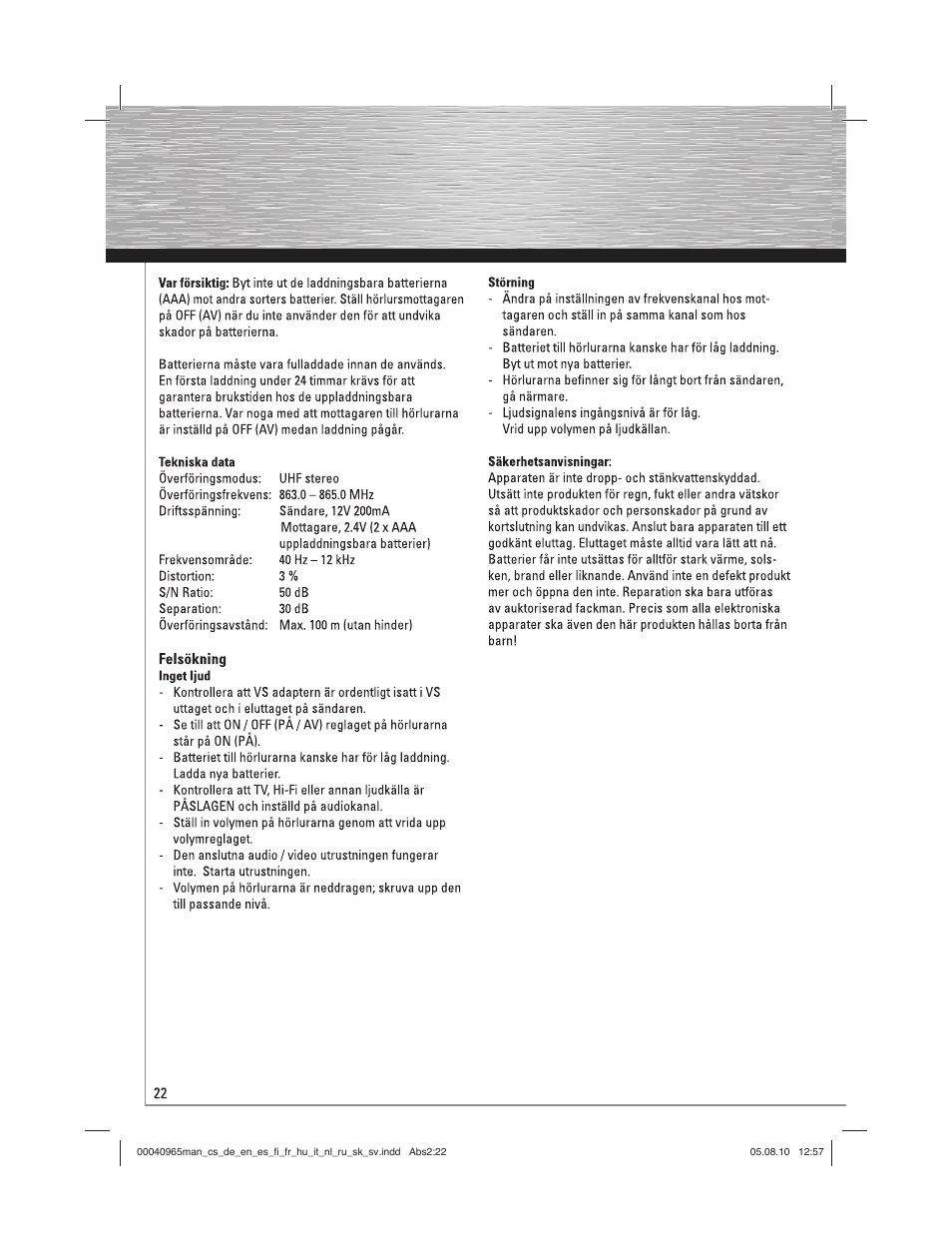 Hama FK-965 User Manual | Page 22 / 40