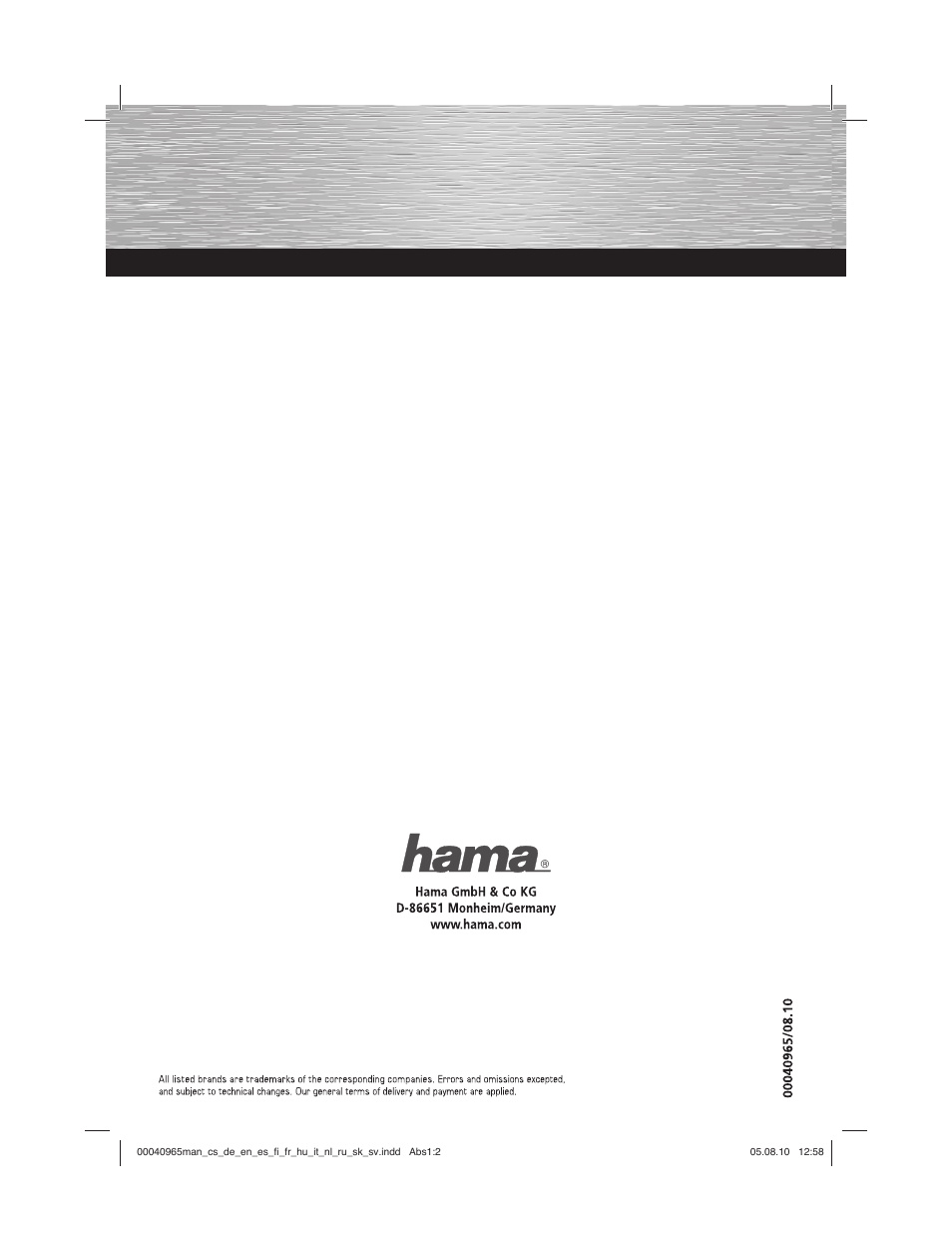 Hama FK-965 User Manual | Page 40 / 40