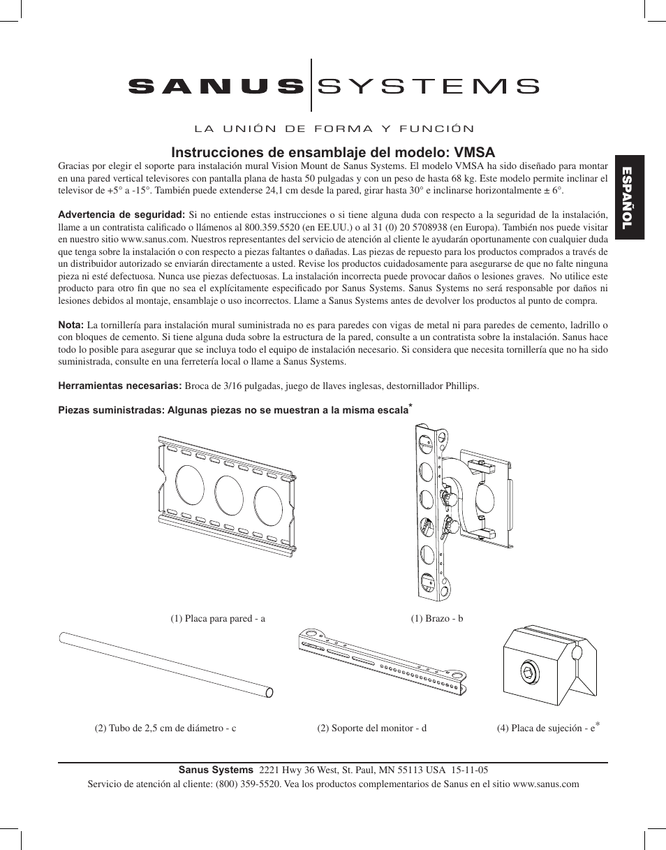 Instrucciones de ensamblaje del modelo: vmsa | Hama VMSA User Manual | Page 11 / 66