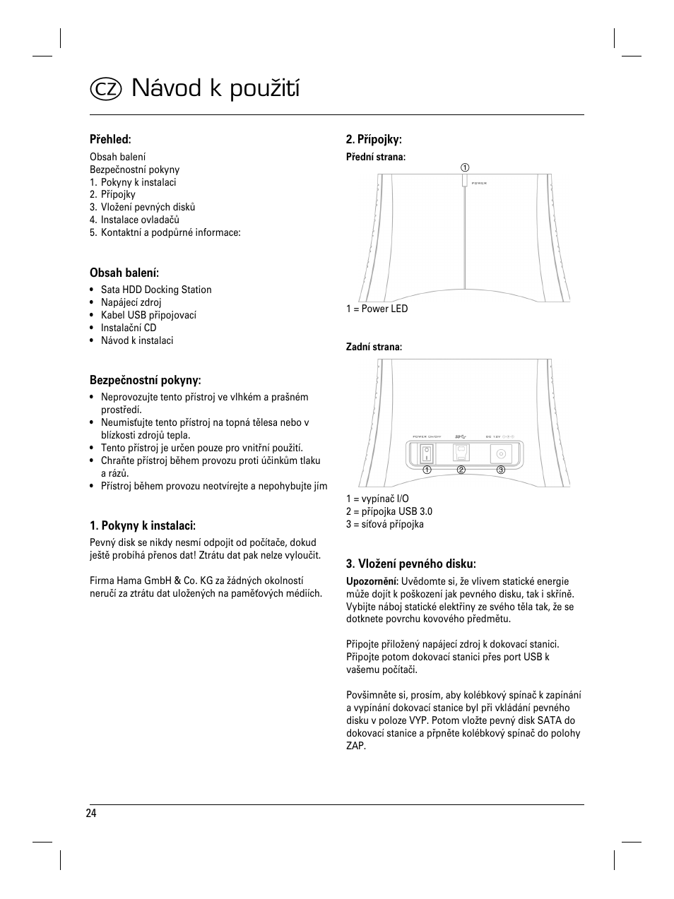 C návod k použití | Hama SATA HDD Docking Station User Manual | Page 25 / 38
