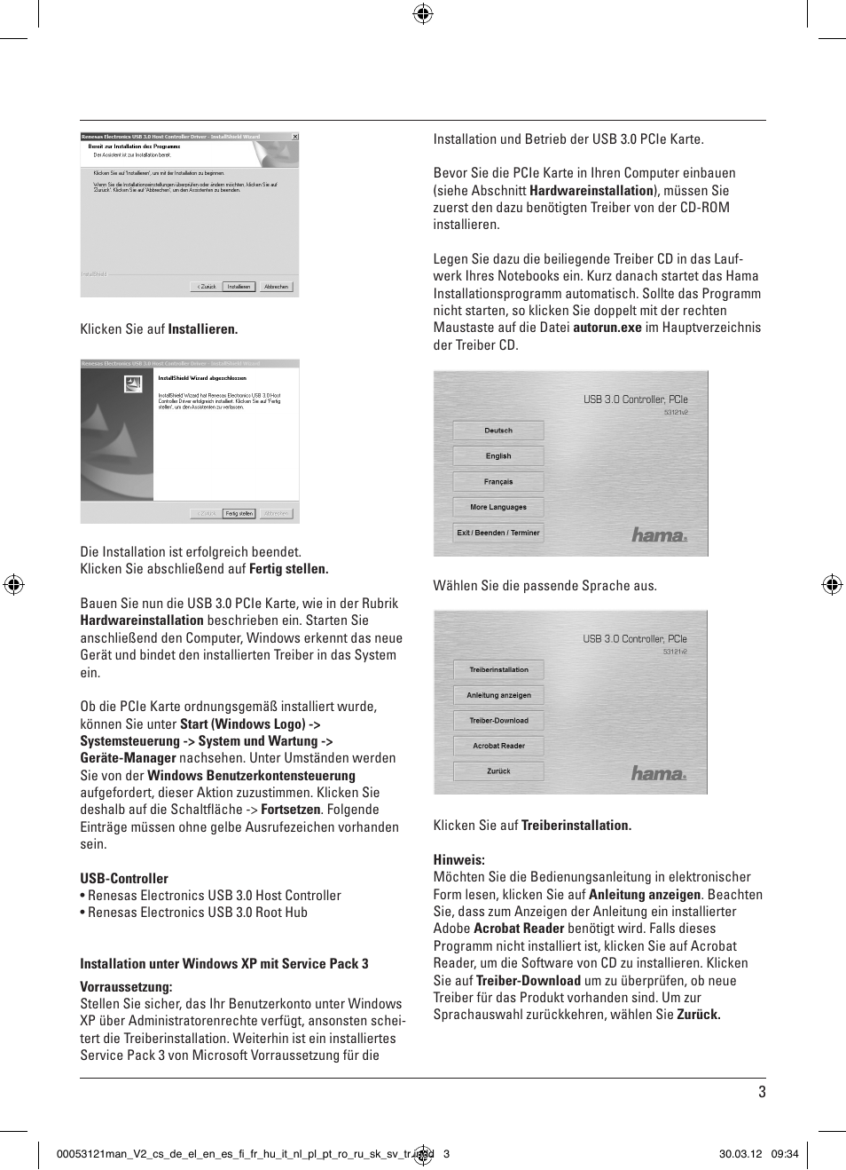 Hama USB 3.0 Controller PCIe User Manual | Page 3 / 72