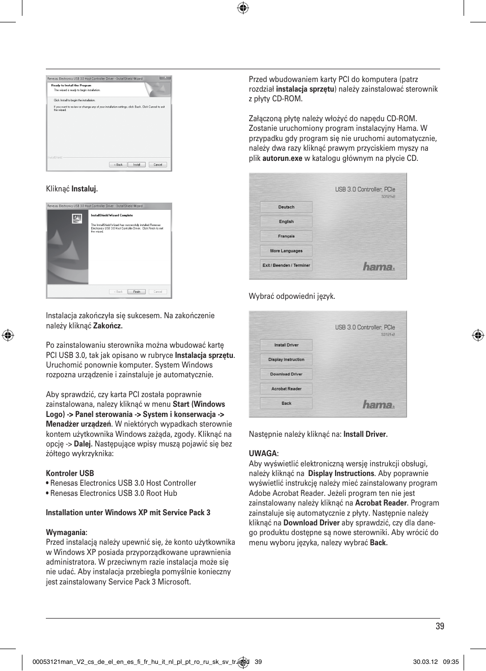 Hama USB 3.0 Controller PCIe User Manual | Page 39 / 72