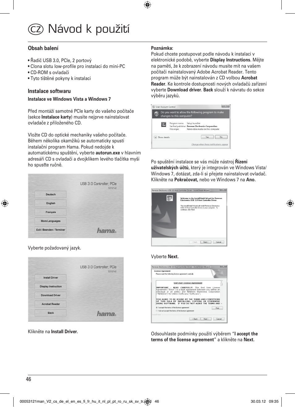 Cnávod k použití | Hama USB 3.0 Controller PCIe User Manual | Page 46 / 72