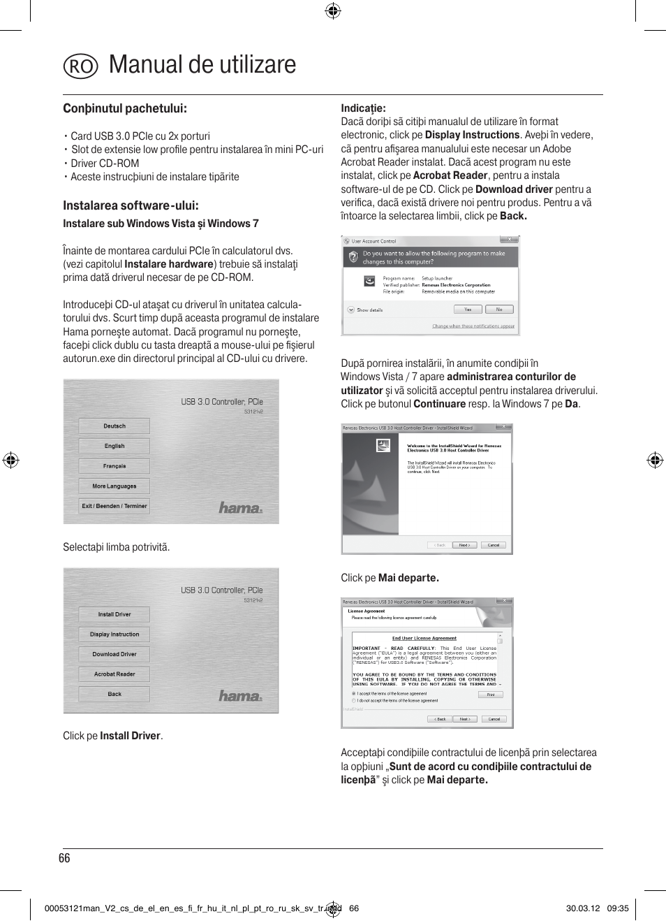 Rmanual de utilizare | Hama USB 3.0 Controller PCIe User Manual | Page 66 / 72