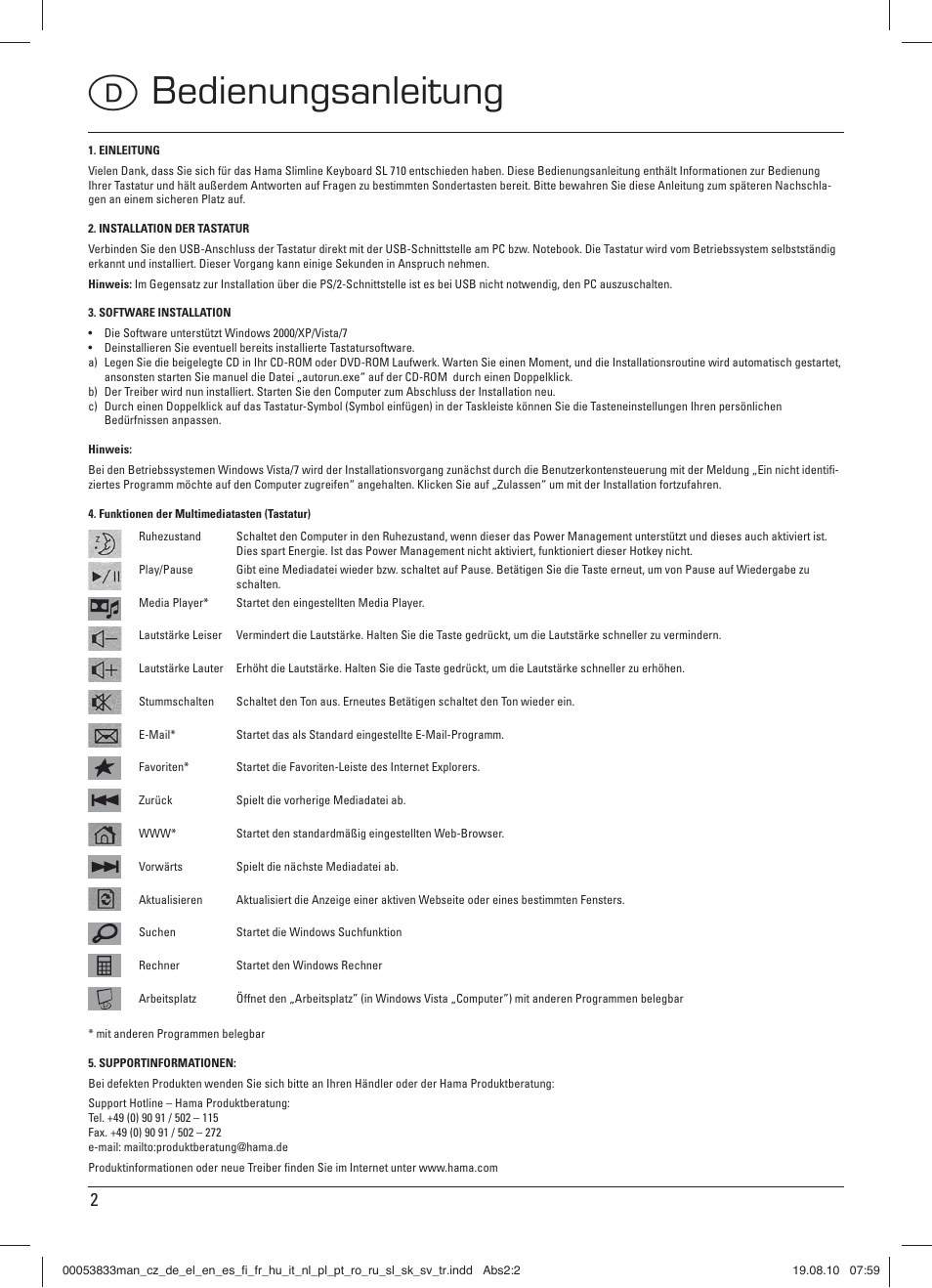 D bedienungsanleitung | Hama SL 710 User Manual | Page 3 / 21