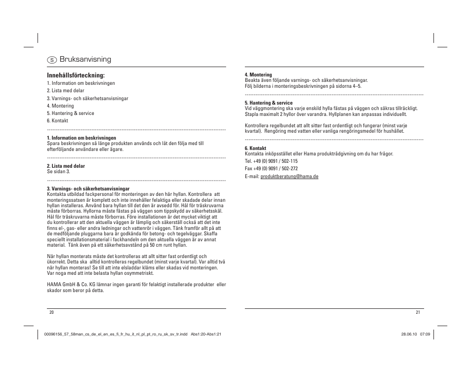 Sbruksanvisning | Hama Sevilla User Manual | Page 11 / 20