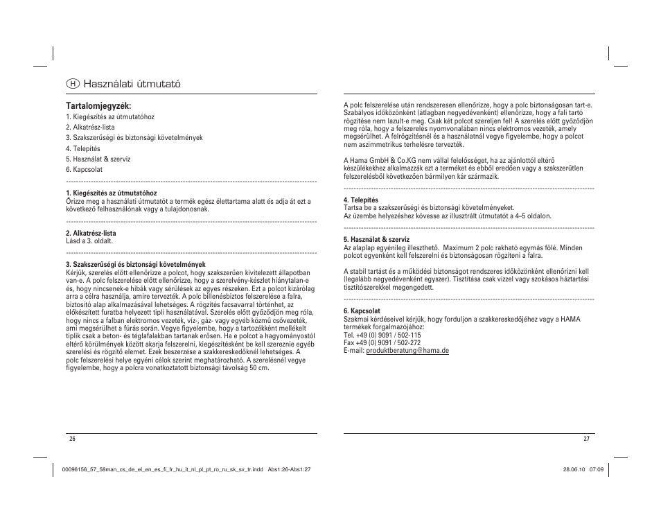 H használati útmutató | Hama Sevilla User Manual | Page 14 / 20