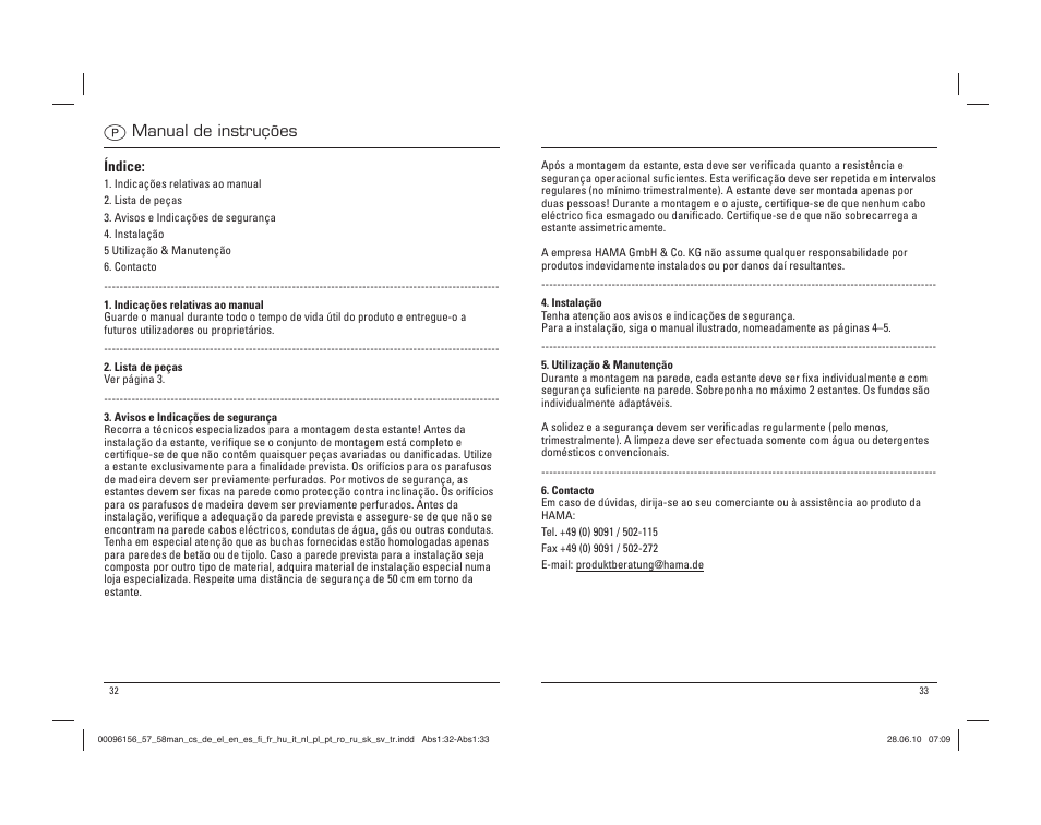 Pmanual de instruções | Hama Sevilla User Manual | Page 17 / 20