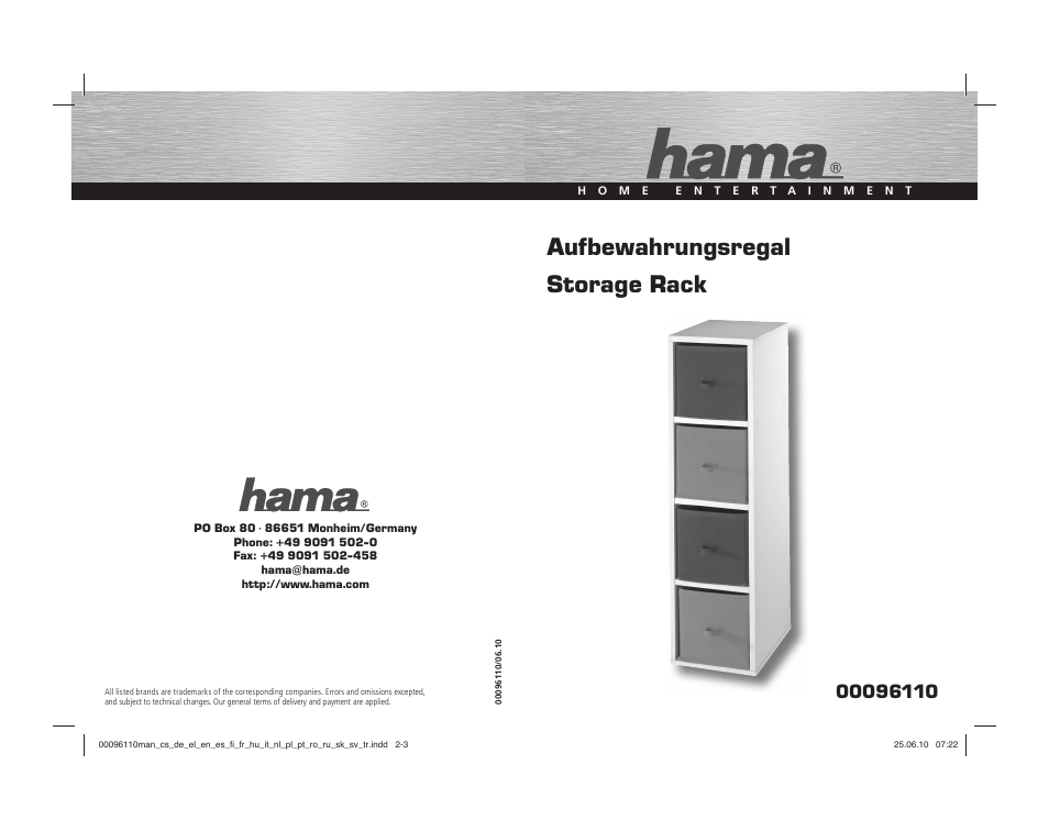 Hama Storage Rack User Manual | 20 pages