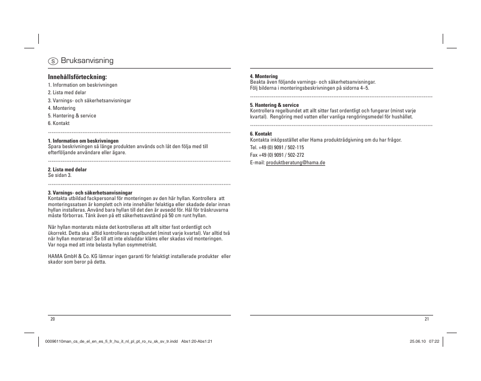 Sbruksanvisning | Hama Storage Rack User Manual | Page 11 / 20