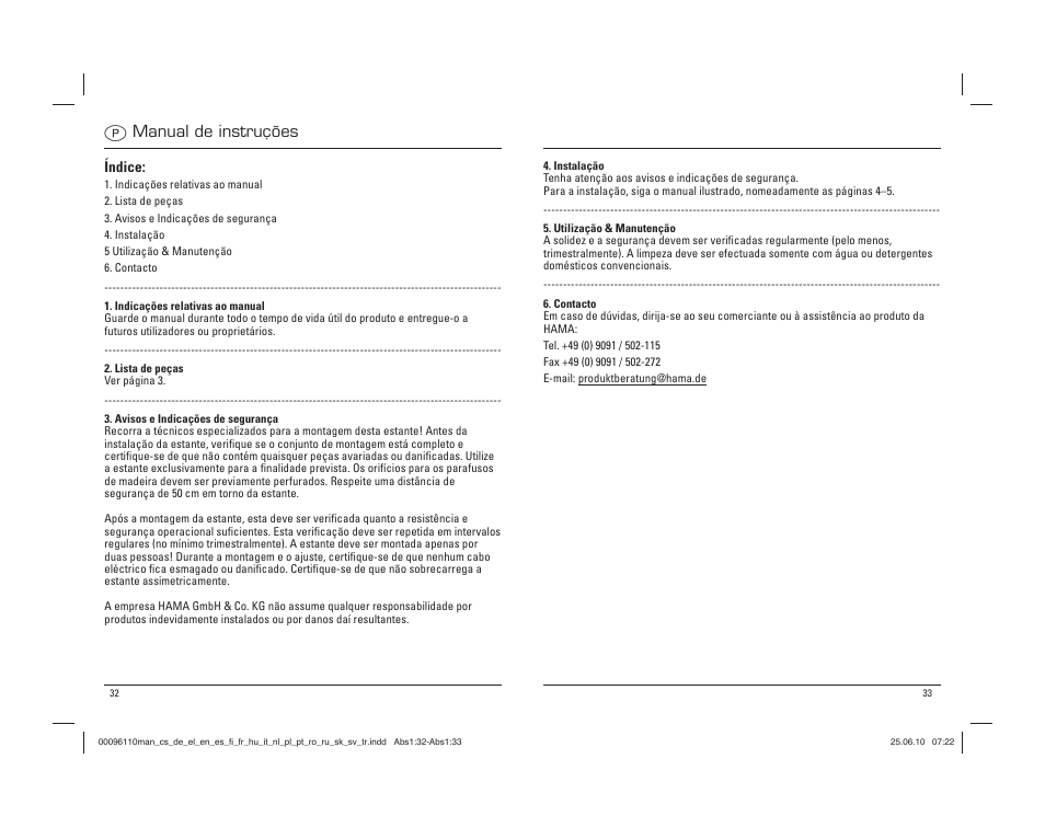Pmanual de instruções | Hama Storage Rack User Manual | Page 17 / 20