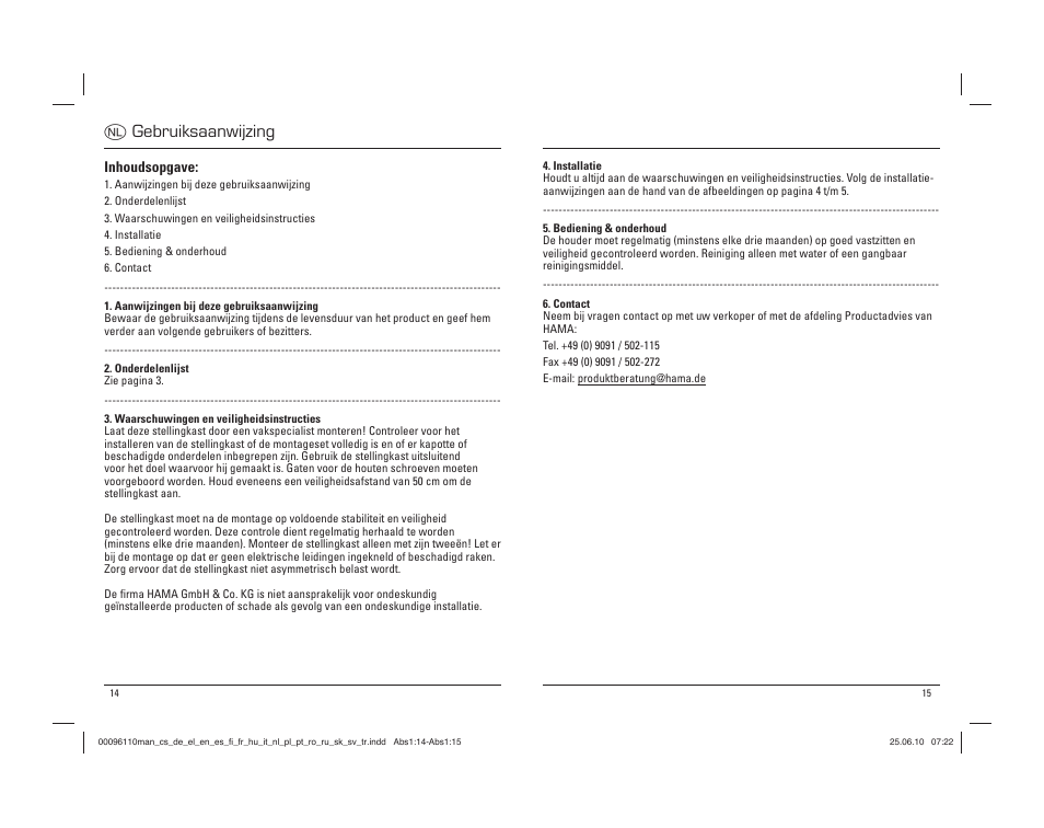 O gebruiksaanwijzing | Hama Storage Rack User Manual | Page 8 / 20