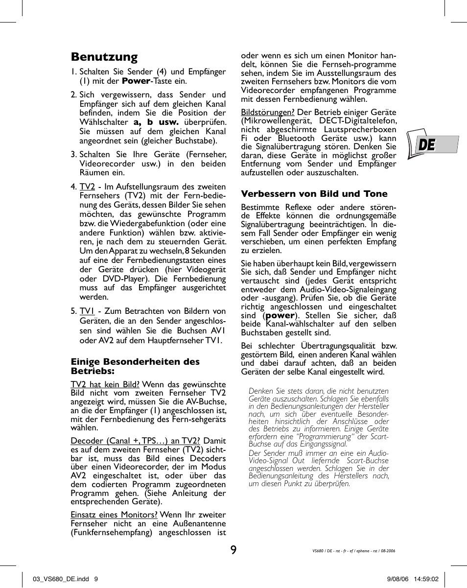 Benutzung | Hama VS680 User Manual | Page 13 / 48