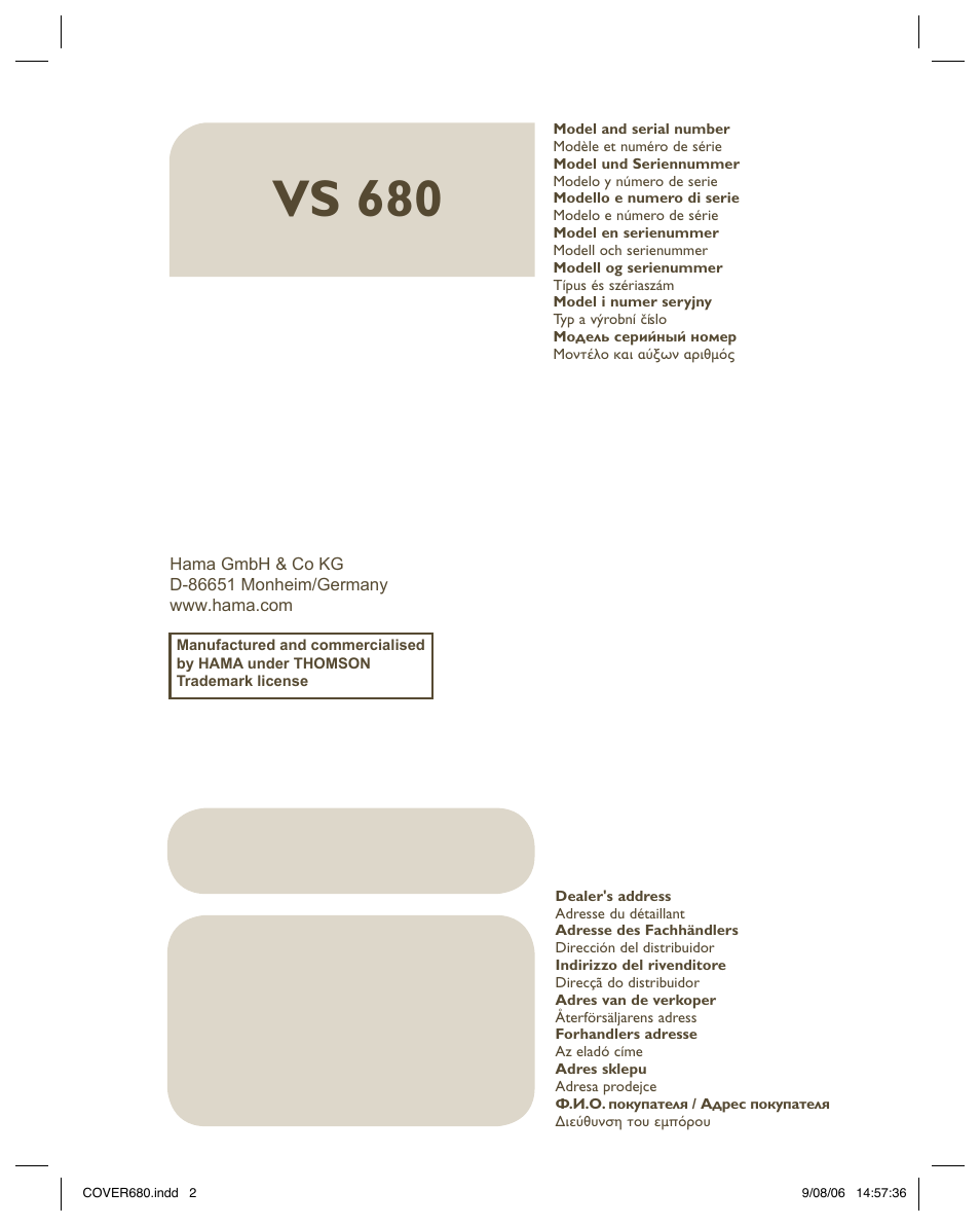 Vs 680 | Hama VS680 User Manual | Page 48 / 48