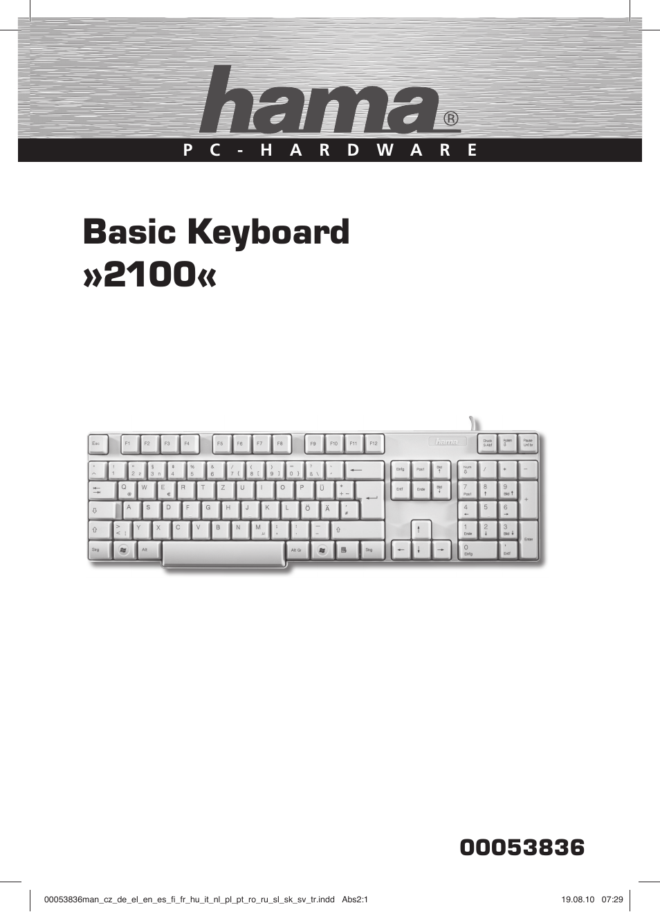 Basic keyboard »2100 | Hama Basic Keyboard 2100 User Manual | Page 2 / 10