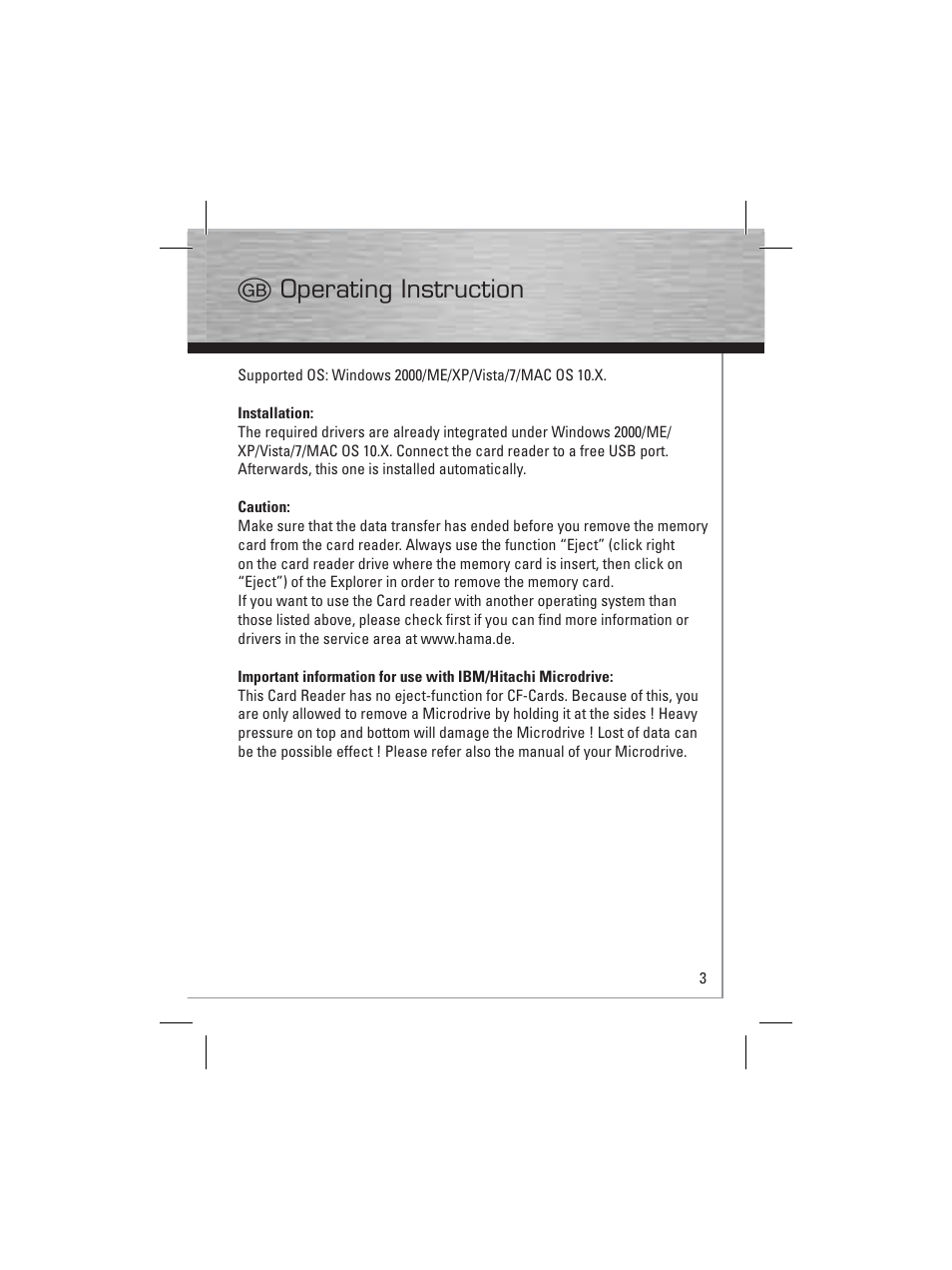 G operating instruction | Hama Card Reader Writer 35in1 User Manual | Page 4 / 18