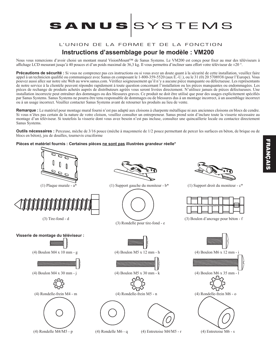 Instructions d’assemblage pour le modèle : vm200, Français | Hama VM200 User Manual | Page 15 / 34