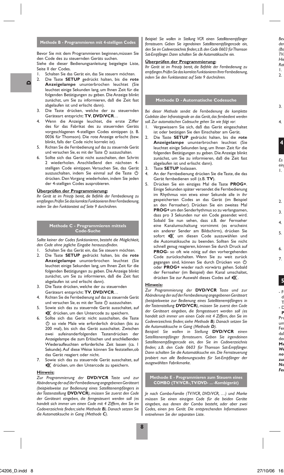 4 - wie man einen programmierten code wiederfindet, 5 - überprüfen der programmierung | Hama ROC4206 User Manual | Page 12 / 54